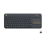 Logitech K400 Plus Teclado Táctil Inalámbrico Multimedia para TV con Touchpad Integrado, Conectividad 2.4GHz, Alcance 10m, Compatible con Windows y Android, Negro