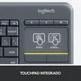Logitech K400 Plus Teclado Táctil Inalámbrico Multimedia para TV con Touchpad Integrado, Conectividad 2.4GHz, Alcance 10m, Compatible con Windows y Android, Negro