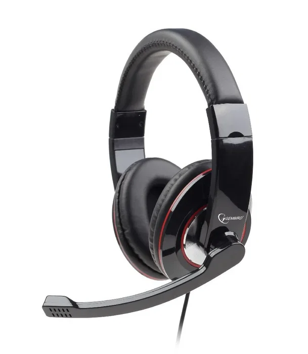 Gembird MHS-001 Auriculares Diadema con Microfono, Estéreo, Almohadillas Circumaura, Cable 1.8m, Control de Volumen y Mute, Negro, para Música, Gaming y Chat