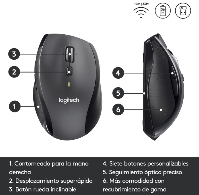 Logitech M705 Marathon Ratón Inalámbrico Negro Logitech M705 Marathon Ratón Inalámbrico Negro