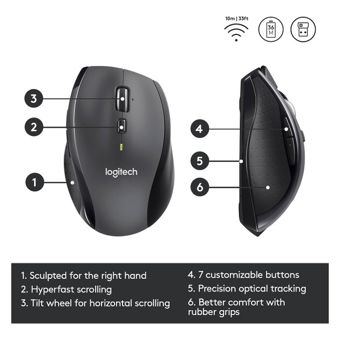 Logitech M705 Marathon Ratón Inalámbrico Negro Logitech M705 Marathon Ratón Inalámbrico Negro