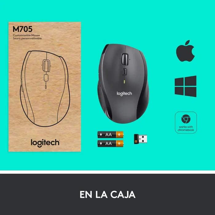 Logitech M705 Marathon Ratón Inalámbrico Gris
