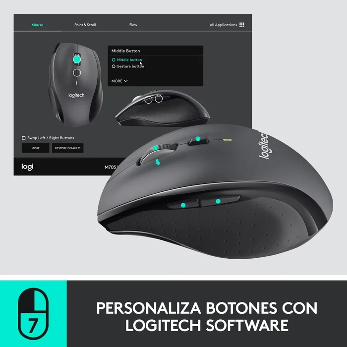Logitech M705 Marathon Ratón Inalámbrico Gris