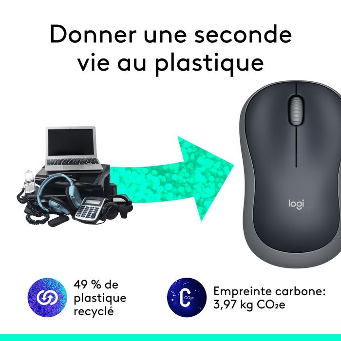 Logitech Ratón Inalámbrico M185, RF Wireless, Pilas Alcalinas, Gris
