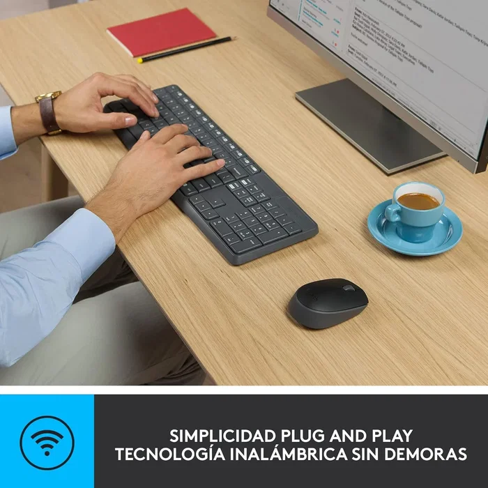 Logitech MK235 Combo de Teclado y Ratón Inalámbrico Gris Español