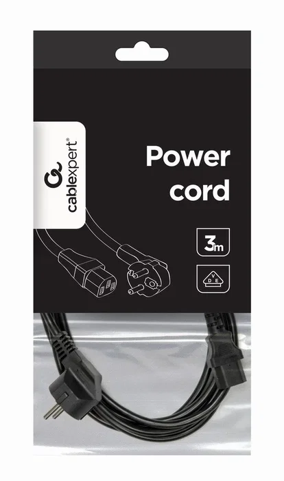 Gembird Cable de Alimentación Schuko a C13 3m Negro PC-186-VDE-3M