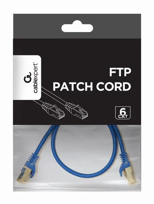Gembird Cable de Red Ethernet Patch Cord Cat6 0.5 Metros U/UTP (UTP), Conectores RJ-45 Macho, Color Azul