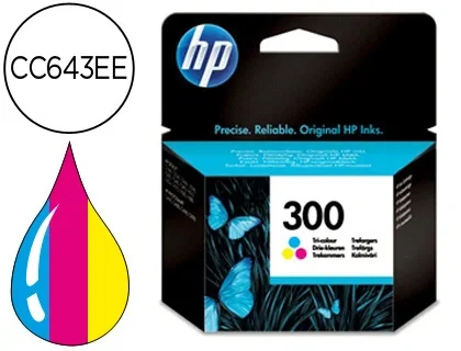 HP Cartucho de tinta 300 Tricolor CC643EE (4 ml) de rendimiento estándar