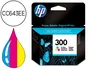 HP Cartucho de tinta 300 Tricolor CC643EE (4 ml) de rendimiento estándar