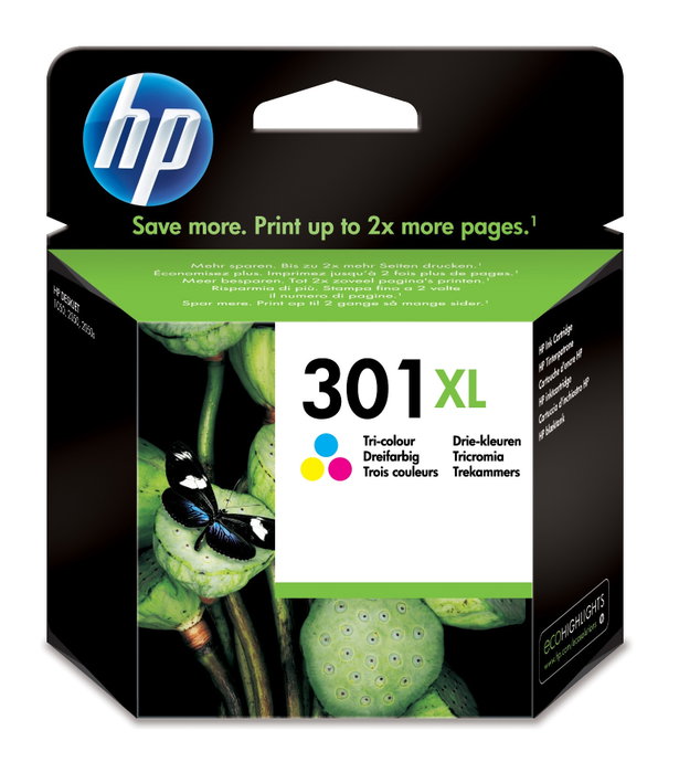HP Cartucho de tinta 301XL Tricolor de alta capacidad
