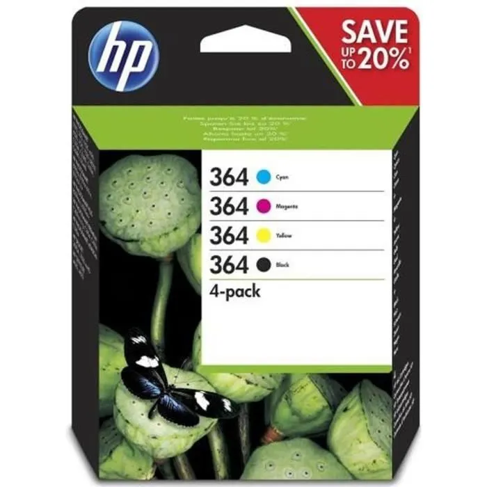 HP Multipack de 4 Cartuchos de Tinta Original 364 (N9J73AE)