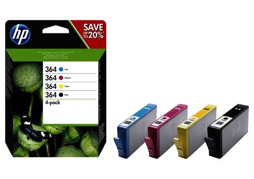 HP Multipack de 4 Cartuchos de Tinta Original 364 (N9J73AE)