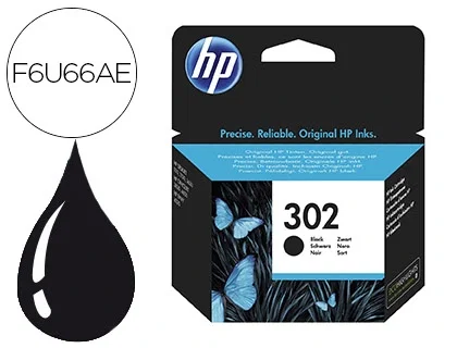 HP Cartucho de Tinta Original 302 Negro, F6U66AE, 3.5 ml de capacidad, 170-190 páginas de rendimiento estándar. (Negro)</html><p>Los cartuchos de tinta Original HP 302 ofrecen la calidad de impresión legendaria de HP, garantizando resultados consistentes y de alta calidad para todos sus documentos. Este cartucho de color negro está diseñado específicamente para trabajar en armonía con su impresora, proporcionando protección contra fraudes y alertas de tinta baja inteligentes para un funcionamiento sin preocupaciones.</p><ul><li>Tipo de tinta: Tinta a base de pigmentos para resultados nítidos.</li><li>Capacidad de tinta: 3,5 ml.</li><li>Rendimiento estimado: Entre 170 y 190 páginas según el uso.</li><li>Tipo de cartucho: Rendimiento estándar.</li><li>Seguridad: Protección contra fraudes y alertas de nivel bajo inteligentes.</li><li>Compatibilidad: Diseñado específicamente para series HP DeskJet, ENVY y OfficeJet.</li></ul><p>Ideal para la impresión de documentos con resultados consistentes y de alta calidad, asegurando una larga duración y resistencia a la decoloración.</p> HP Cartucho de Tinta Original 302 Negro, F6U66AE, 3.5 ml de capacidad, 170-190 páginas de rendimiento estándar. (Negro)</html><p>Los cartuchos de tinta Original HP 302 ofrecen la calidad de impresión legendaria de HP, garantizando resultados consistentes y de alta calidad para todos sus documentos. Este cartucho de color negro está diseñado específicamente para trabajar en armonía con su impresora, proporcionando protección contra fraudes y alertas de tinta baja inteligentes para un funcionamiento sin preocupaciones.</p><ul><li>Tipo de tinta: Tinta a base de pigmentos para resultados nítidos.</li><li>Capacidad de tinta: 3,5 ml.</li><li>Rendimiento estimado: Entre 170 y 190 páginas según el uso.</li><li>Tipo de cartucho: Rendimiento estándar.</li><li>Seguridad: Protección contra fraudes y alertas de nivel bajo inteligentes.</li><li>Compatibilidad: Diseñado específicamente para series HP DeskJet, ENVY y OfficeJet.</li></ul><p>Ideal para la impresión de documentos con resultados consistentes y de alta calidad, asegurando una larga duración y resistencia a la decoloración.</p>