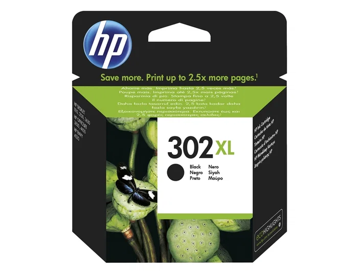 Hp Cartucho Tinta Negro 302XL Original 480 Páginas para Deskjet 1110, 2130, 3630, Officejet 3830, 4650, Envy 4520
