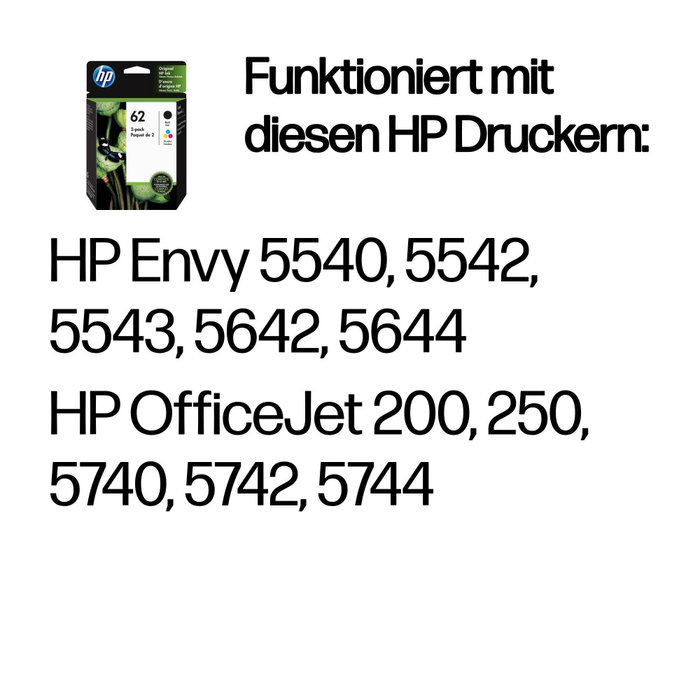 HP Multipack de Cartuchos de Tinta Original 62 Negro y Tricolor