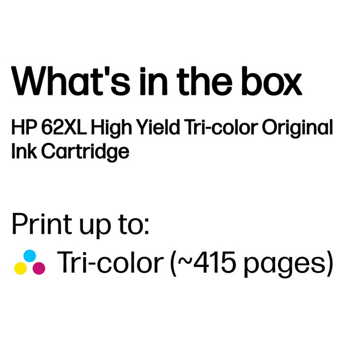 HP 62XL Cartucho de tinta tricolor de alta capacidad original