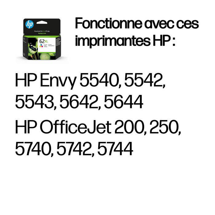 HP 62XL Original Cartucho de Tinta Trío Alta Capacidad - Cartucho de inyección para fotos y documentos
