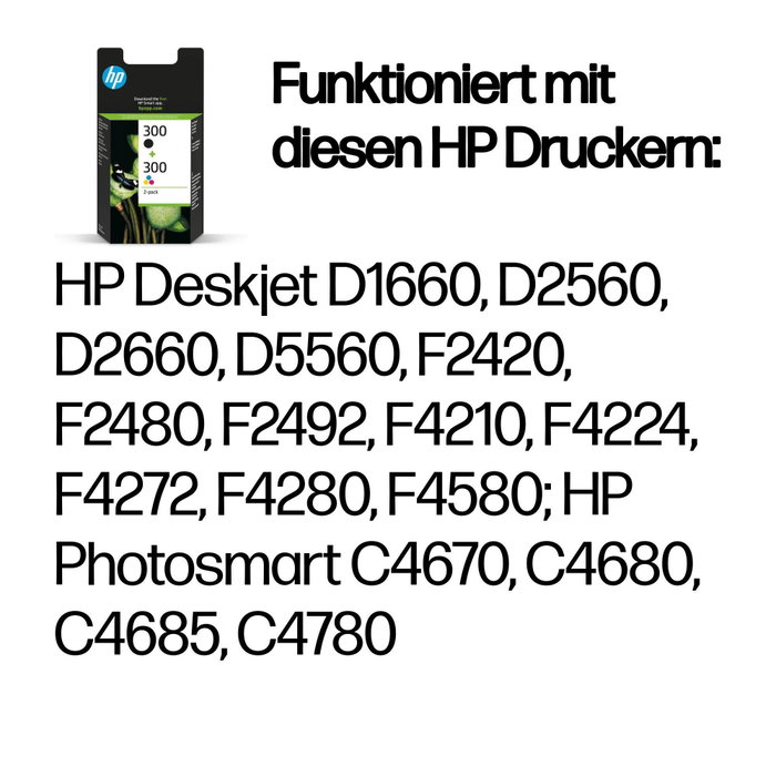 HP 300 Multipack de Cartuchos de Tinta Negro y Tricolor CN637EE HP 300 Multipack de Cartuchos de Tinta Negro y Tricolor CN637EE