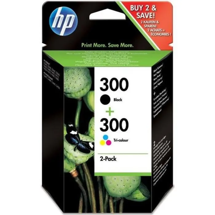 HP Multipack de Cartuchos de Tinta Original 300 CN637EE (Negro y Tricolor) de Rendimiento Estándar
