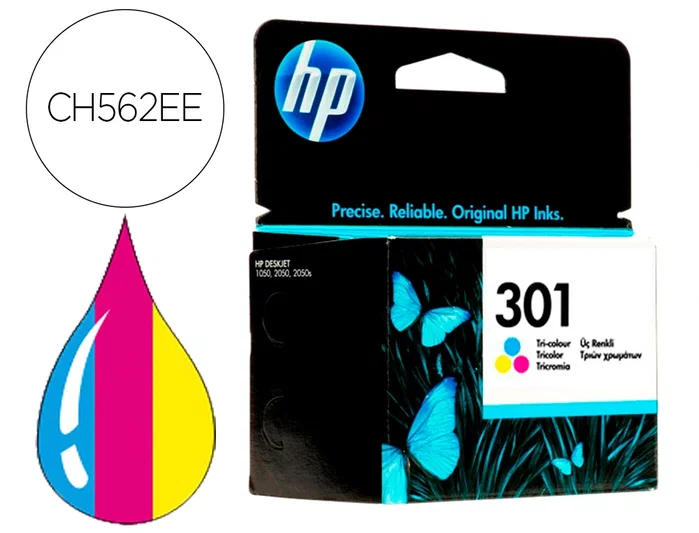 HP Cartucho de tinta original 301 Tricolor HP Cartucho de tinta original 301 Tricolor