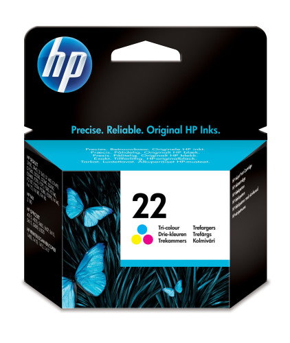 HP Cartucho Tinta Tricolor HP22 (C9352AE) Original para HP 3180 FAX, DeskJet 3940/D1530/D2360/D2460/F2180/F380/F4180, PSC 1410, OfficeJet 4315/4355/5610
