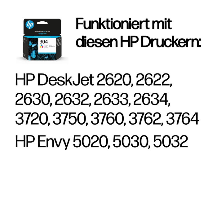 HP Cartucho de Tinta Original 304 Tricolor (N9K05AE) de 2 ml