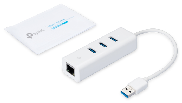TP-Link UE330 Adaptador 2 en 1 con Hub de 3 Puertos USB 3.0 y Ethernet Gigabit Blanco