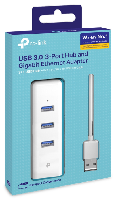 TP-Link UE330 Adaptador 2 en 1 con Hub de 3 Puertos USB 3.0 y Ethernet Gigabit Blanco