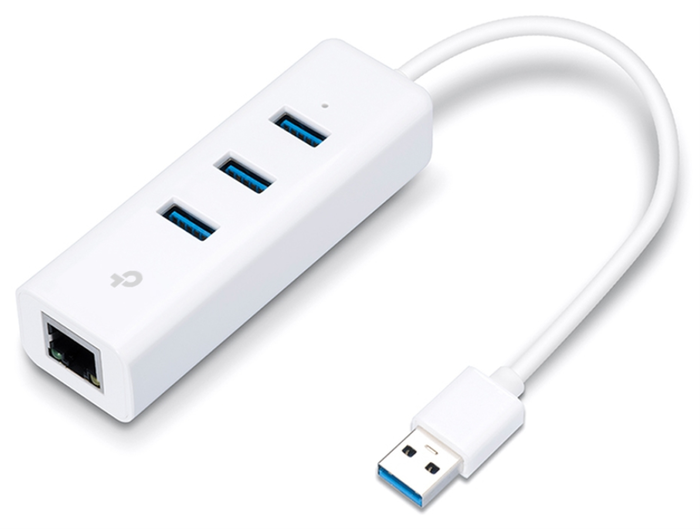 TP-Link UE330 Adaptador 2 en 1 con Hub de 3 Puertos USB 3.0 y Ethernet Gigabit Blanco