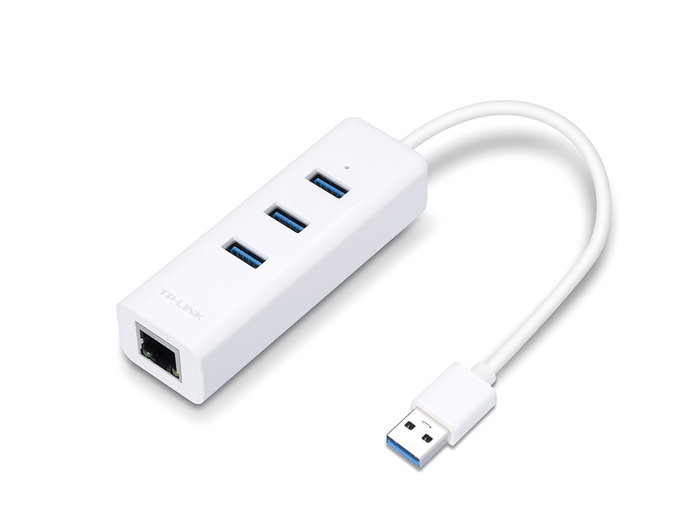 TP-Link UE330 Adaptador 2 en 1 con Hub de 3 Puertos USB 3.0 y Ethernet Gigabit Blanco