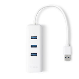 TP-Link UE330 Adaptador 2 en 1 con Hub de 3 puertos USB 3.0 y Ethernet Gigabit Blanco