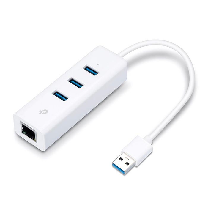 TP-Link UE330 Hub USB 3.0 de 3 Puertos con Ethernet Gigabit RTL8153, Conexión de Red Cableada de 1000 Mbps, Compatible con Windows, Mac, Chrome OS y Linux