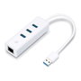TP-Link UE330 Adaptador 2 en 1 con Hub de 3 Puertos USB 3.0 y Ethernet Gigabit Blanco