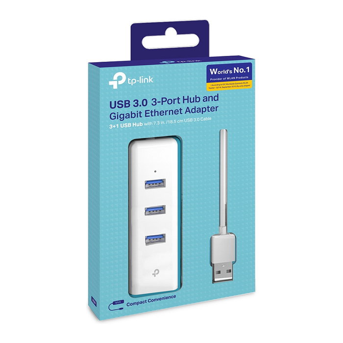 TP-Link UE330 Adaptador 2 en 1 con Hub de 3 Puertos USB 3.0 y Ethernet Gigabit Blanco