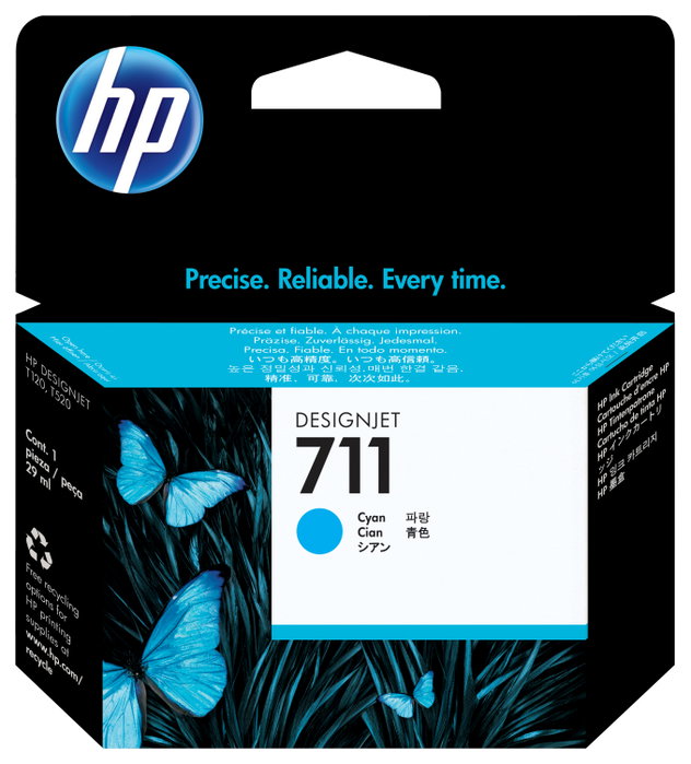 HP Cartucho de Tinta 711 Cian 29 ml (CZ130A) para DesignJet T120/T520 HP Cartucho de Tinta 711 Cian 29 ml (CZ130A) para DesignJet T120/T520