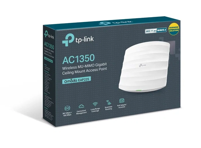 TP-Link Omada EAP225 Punto de Acceso Inalámbrico WiFi 6 1350 Mbps Dual Band (2.4GHz y 5GHz) con PoE Blanco