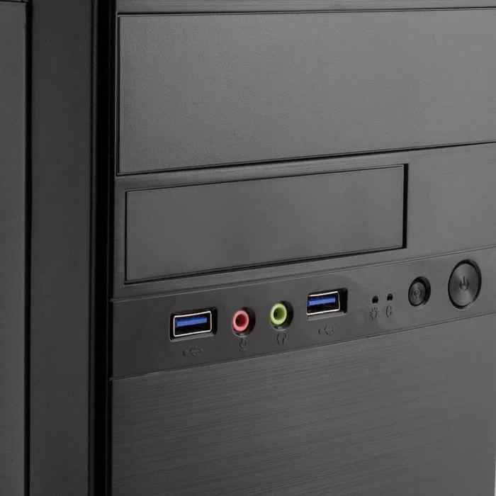 CoolBox Torre M500 Negro microATX con fuente de alimentación Basic 500W incluida, 2 puertos USB 3.2 Gen1 frontales, 4 slots expansión, soporte ventiladores 120mm