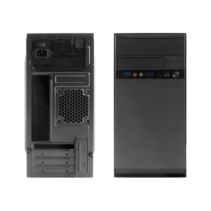 CoolBox Torre M500 Negro microATX con fuente de alimentación Basic 500W incluida, 2 puertos USB 3.2 Gen1 frontales, 4 slots expansión, soporte ventiladores 120mm