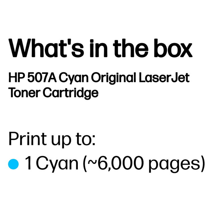 HP 507A Cyan CE401A Original LaserJet Toner Cartridge