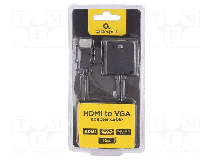 Gembird A-HDMI-VGA-04 Convertidor HDMI a VGA Negro 0,15m Gembird A-HDMI-VGA-04 Convertidor HDMI a VGA Negro 0,15m