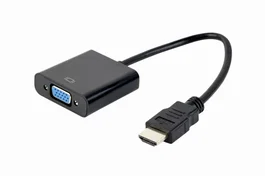 Gembird A-HDMI-VGA-04 Adaptador HDMI a VGA Macho-Hembra, 0.15m, Negro - Convierte Digital a Analógico hasta 1920x1080@60Hz