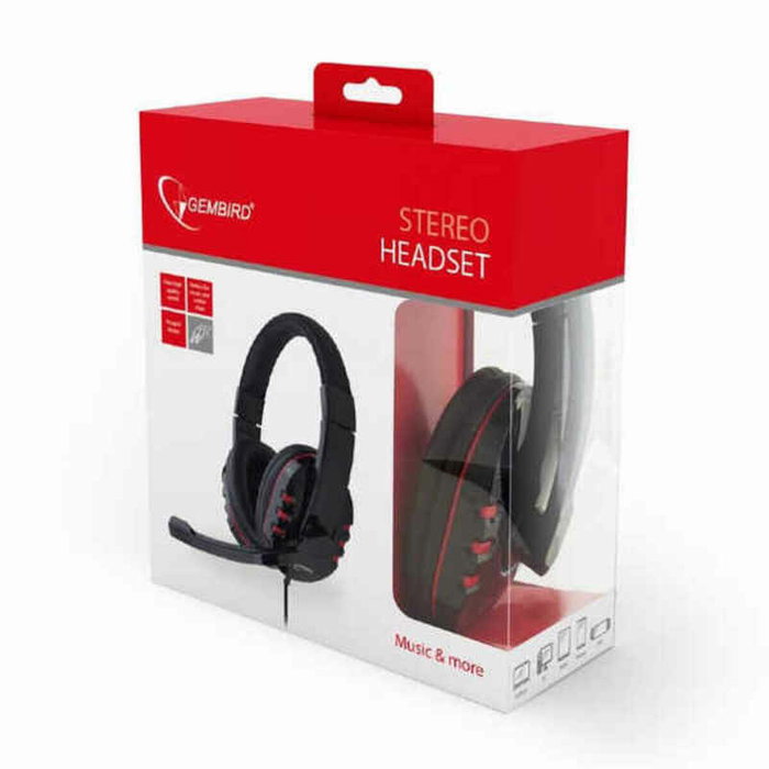 GEMBIRD GHS-402 Auriculares de Diadema con Micrófono Negro/Rojo