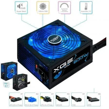 TooQ Fuente Alimentación Gaming ATX 800W 80 Plus Bronze TQXGEII-800SAP - Ventilador 140 mm, Cables Mallados, Compatible SLI/Crossfire
