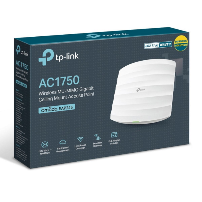 TP-LINK Access Point WiFi 6 EAP245, Punto de Acceso Exterior/Interior de Doble Banda Gigabit, 802.11ac, Hasta 1300 Mbps, PoE, Para Empresa y Hogar