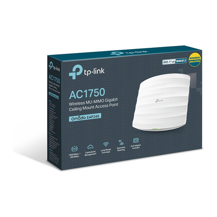 TP-Link Omada EAP245 AC1750 Access Point WiFi 5 Dual-Band Gigabit con PoE, MU-MIMO, para Techo o Pared TP-Link Omada EAP245 AC1750 Access Point WiFi 5 Dual-Band Gigabit con PoE, MU-MIMO, para Techo o Pared