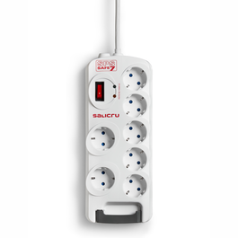 Salicru SPS SAFE 7 Regleta con 7 Tomas de Corriente, Filtro EMI/RFI y Cable 1,8m, Blanco