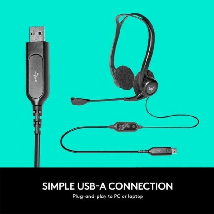 Logitech PC Headset 960 USB Negro, Supraaural, Alámbrico Logitech PC Headset 960 USB Negro, Supraaural, Alámbrico