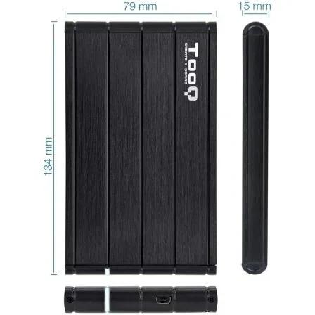 TooQ Caja Externa para Disco Duro 2.5" USB 3.1 TQE-2530B - Compatible con SATA I/II/III, Hasta 4TB, Plug & Play para Windows/Mac/Linux