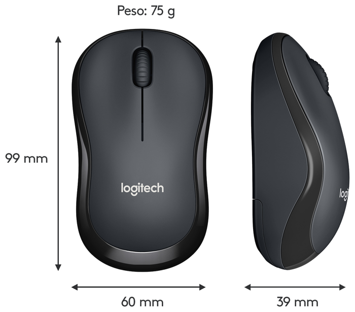 Logitech M220 Silent Ratón Inalámbrico Carbón vegetal