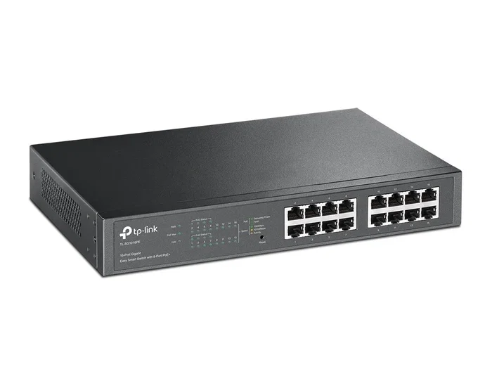 TP-Link TL-SG1016PE Switch Gestionado L2 Gigabit Ethernet 16 Puertos con 8 Puertos PoE+ (PoE Plus), Montaje Rack 1U Negro
